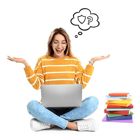 Student With Laptop Questioning Insurance